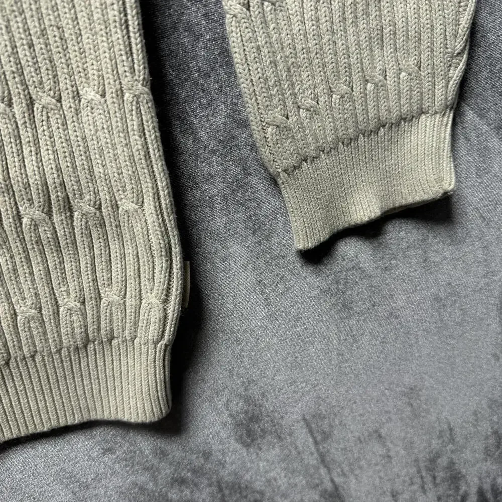 IZOD Sweater Mens XL Beige Cotton Knit Textured Crew Neck Pullover Top